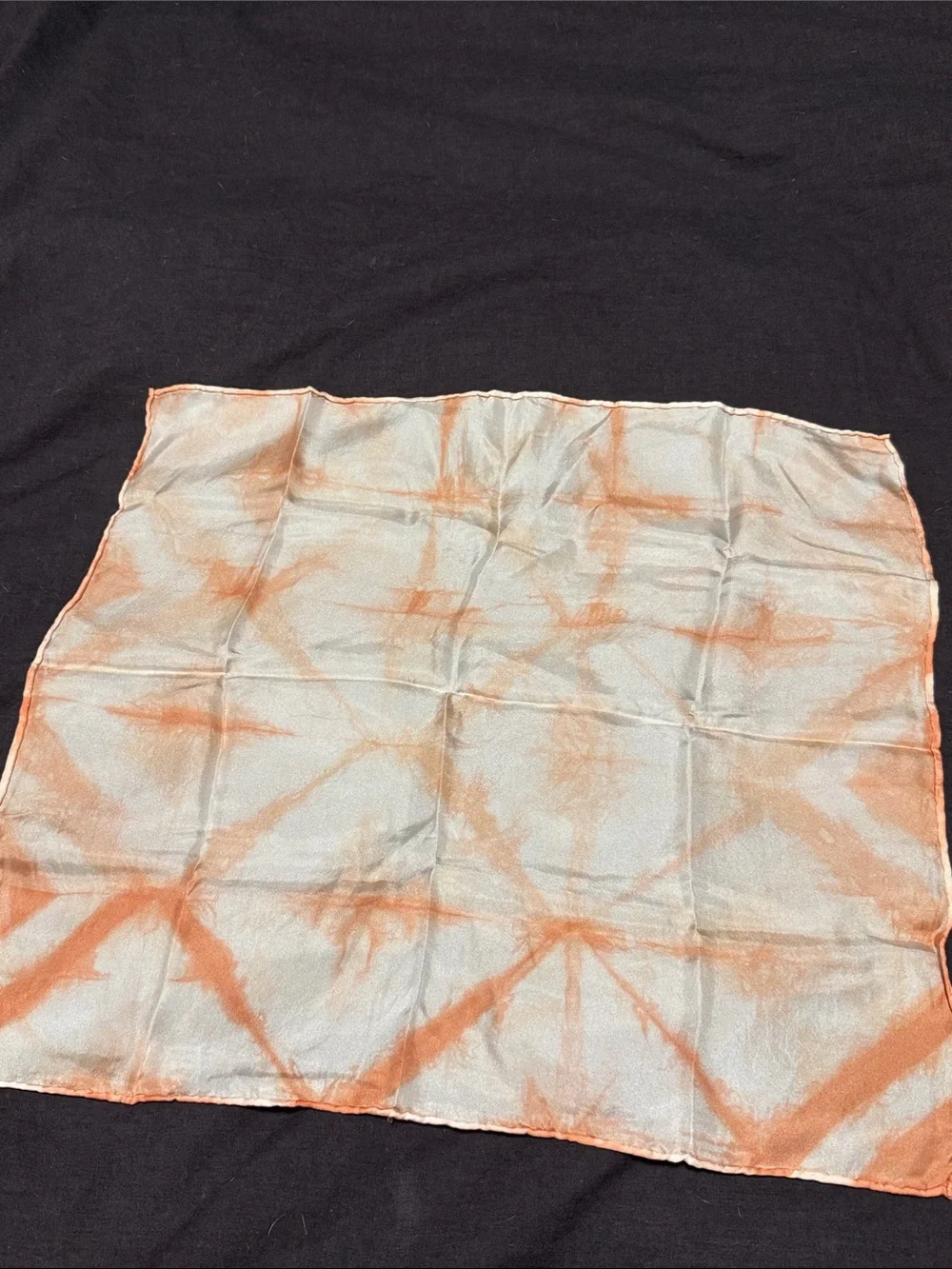 Light Handmade Tie-Dye Silk bandana in Ivory and Peach